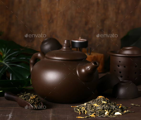 traditional tea ceremony teapot on the table Stock Photo by Dream79